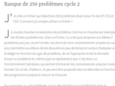 Banque de 250 problèmes cycle 2 - Mes petites revues