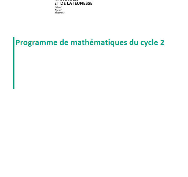 Projet de programme de mathématiques cycle 2 (avril 2024)